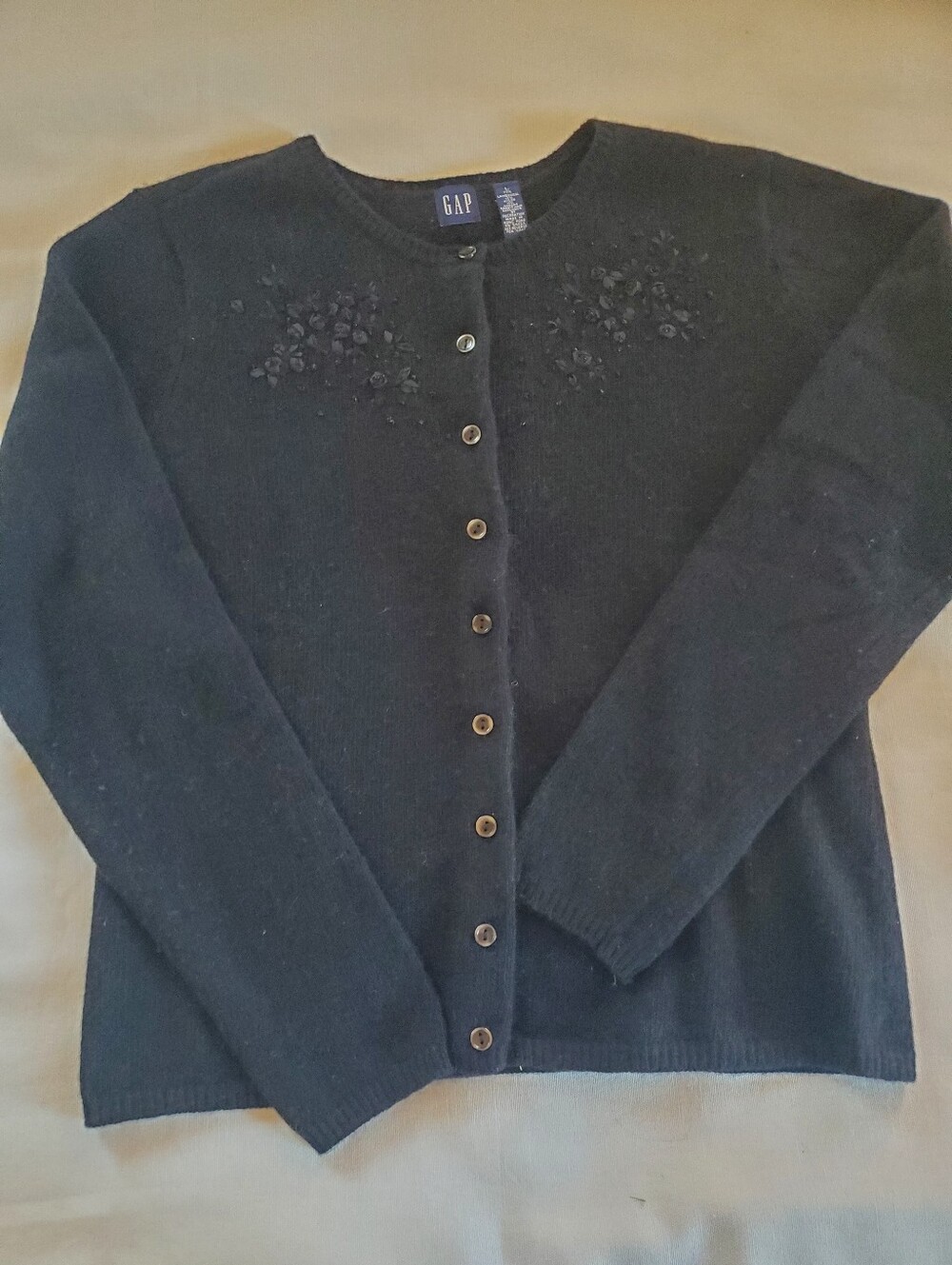 Vintage GAP Black Button-Front Crewneck Cardigan-size Large